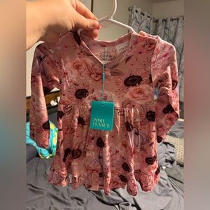 Posh Peanut Blush Floral Long Sleeve Dress